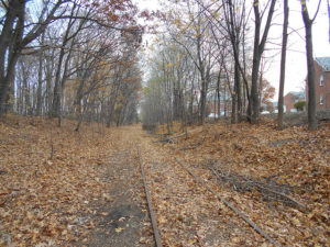 Mass Centrail Rail Trail showing old tracks