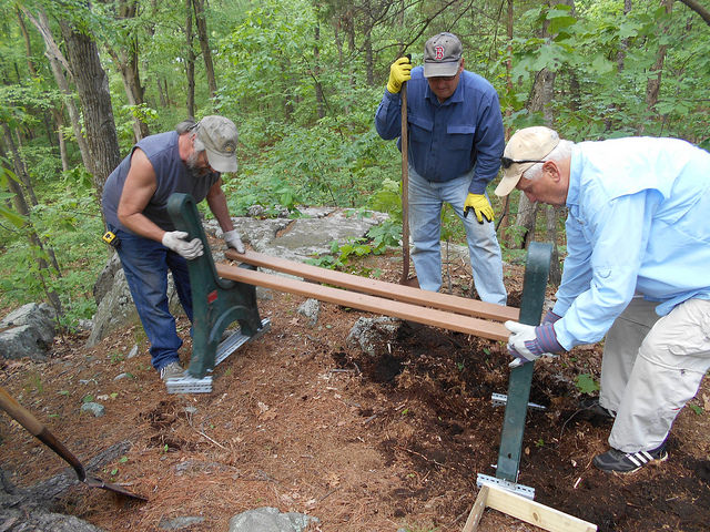 2017 National Trails Day assembling bench