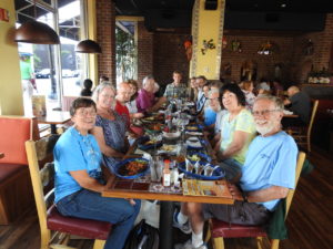 Group of Waltham Land Trust members and friends seated at a table at Margarita's Restaurant.